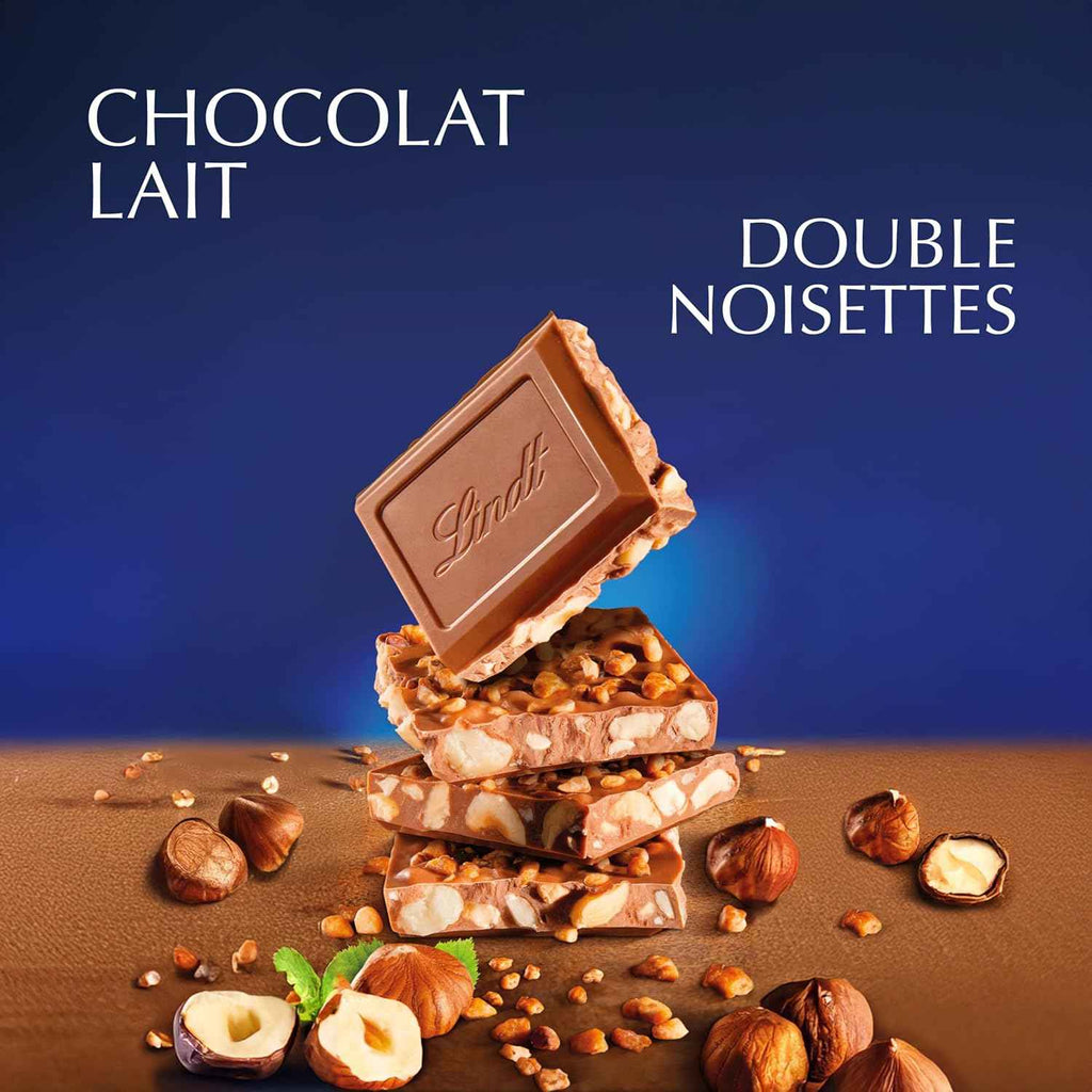 Lindt Grand Plaisir Lait Double De Noisettes ( Milk Hazelnut ) Milk Chocolate Bar 150g ((Pack of 02)