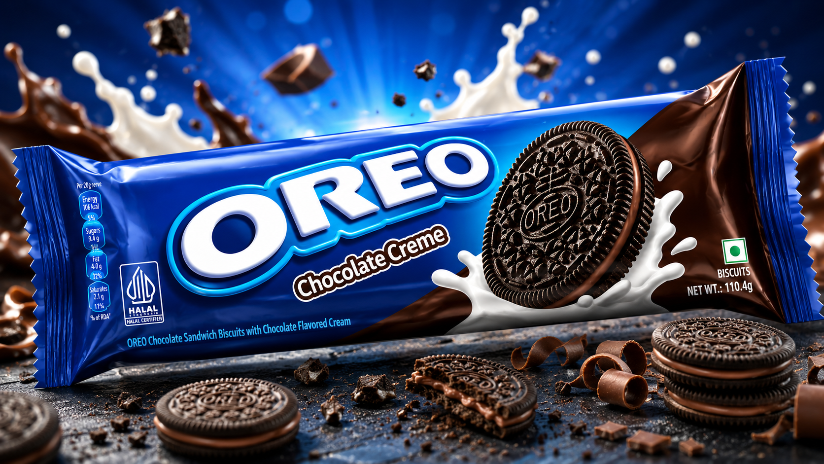 Oreo Chocolate Cream Sandwich Cookies With Chocolate Flavoured Cream, 105g (Pack of 04) (Indonesia)