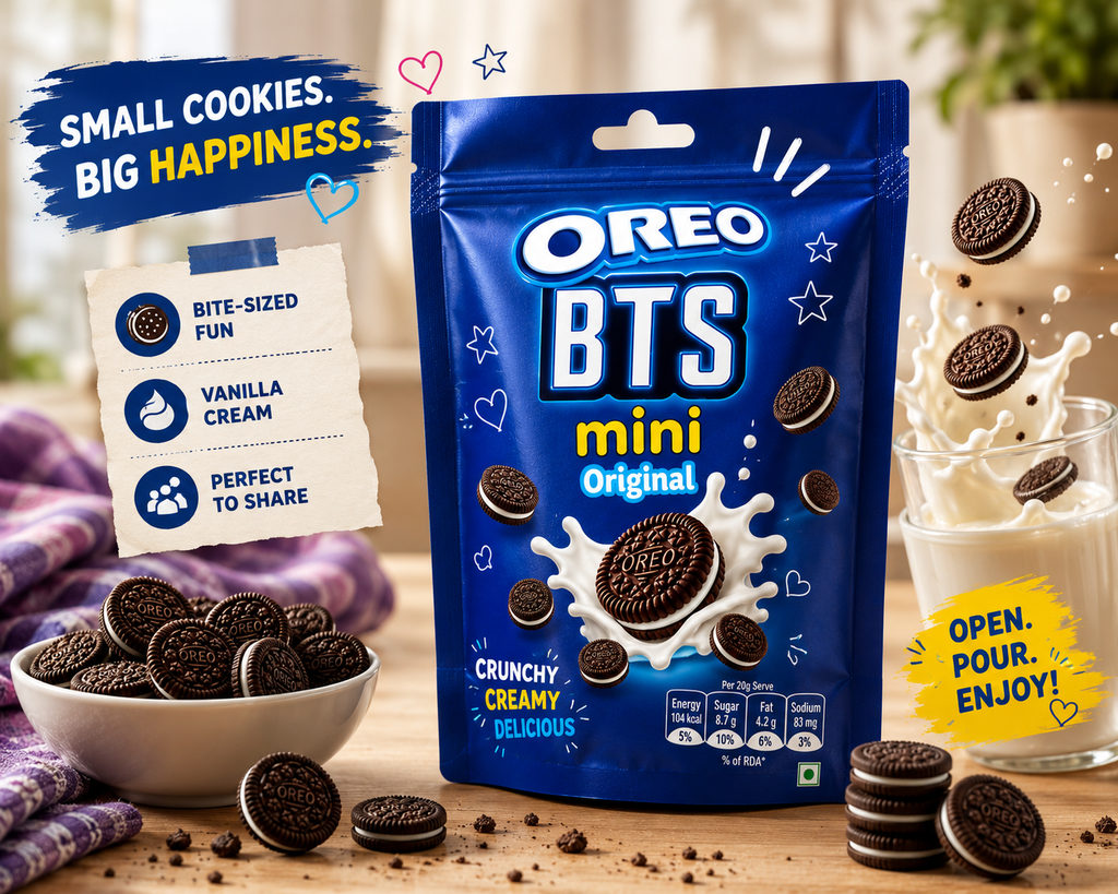 Oreo BTS Mini Original Chocolate Sandwich Cookies 58gram (Pack of 03) (Indonesia)