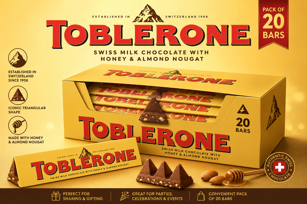 Toblerones Milk Chocolate with Honey & Almond Nougat, 20 x 100g, ( Pack Of 20 ) ( Switzerland )