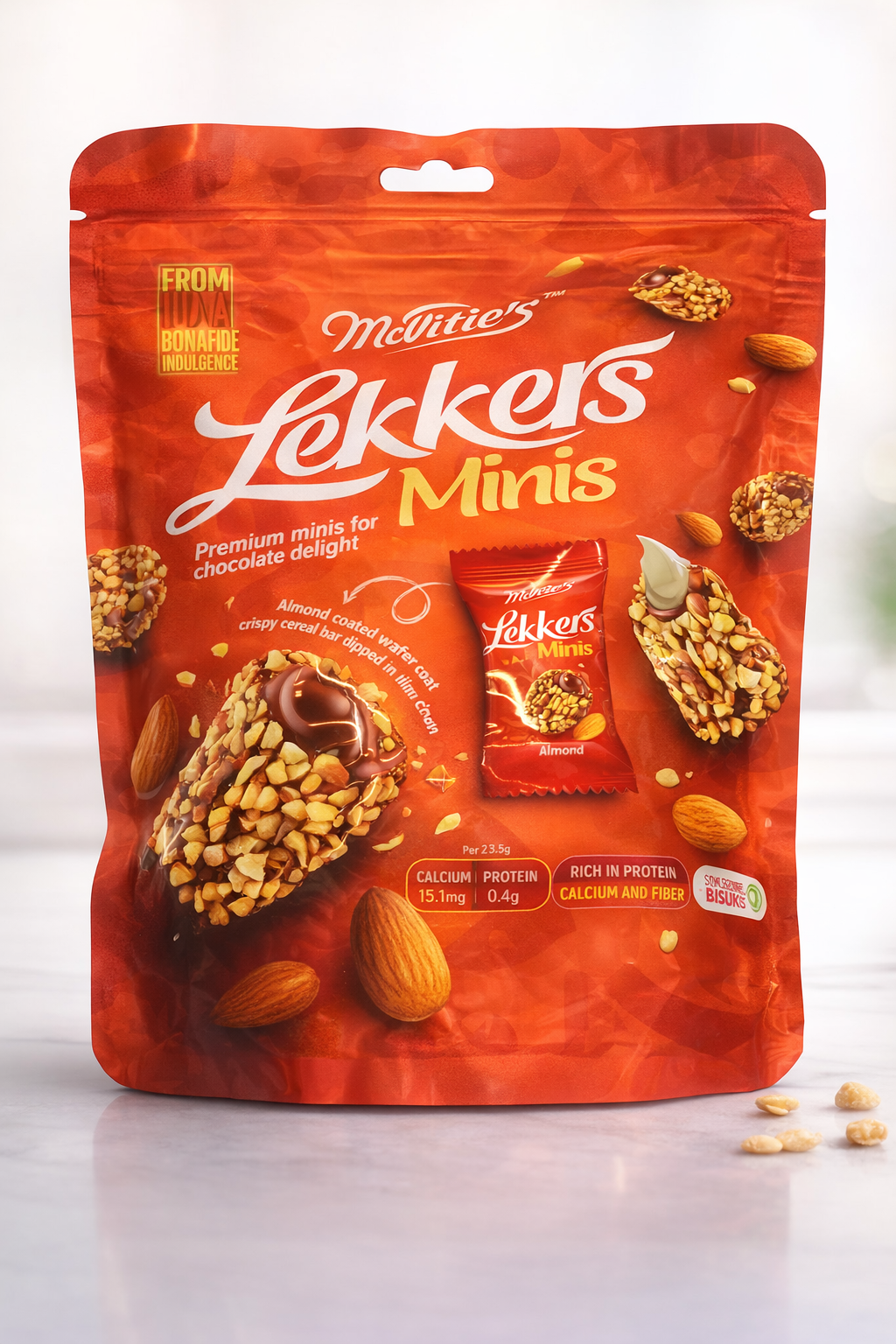 MellsBurry Almond Coated Chocolate Wafer Bites - Crunchy Nut Snack with Rich Chocolate Filling & Crispy Layers, 150g