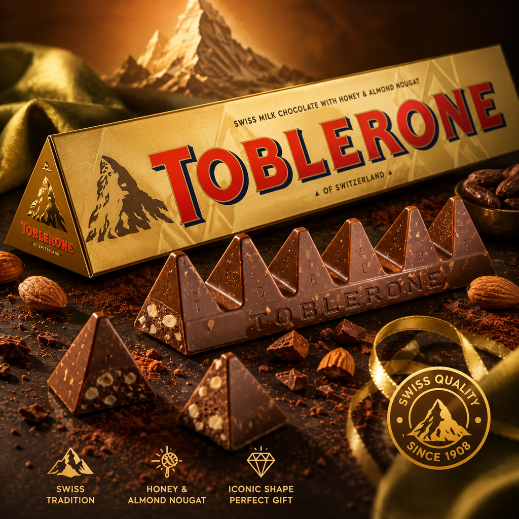 Toblerones Milk Chocolate with Honey & Almond Nougat, 20 x 100g, ( Pack Of 20 ) ( Switzerland )