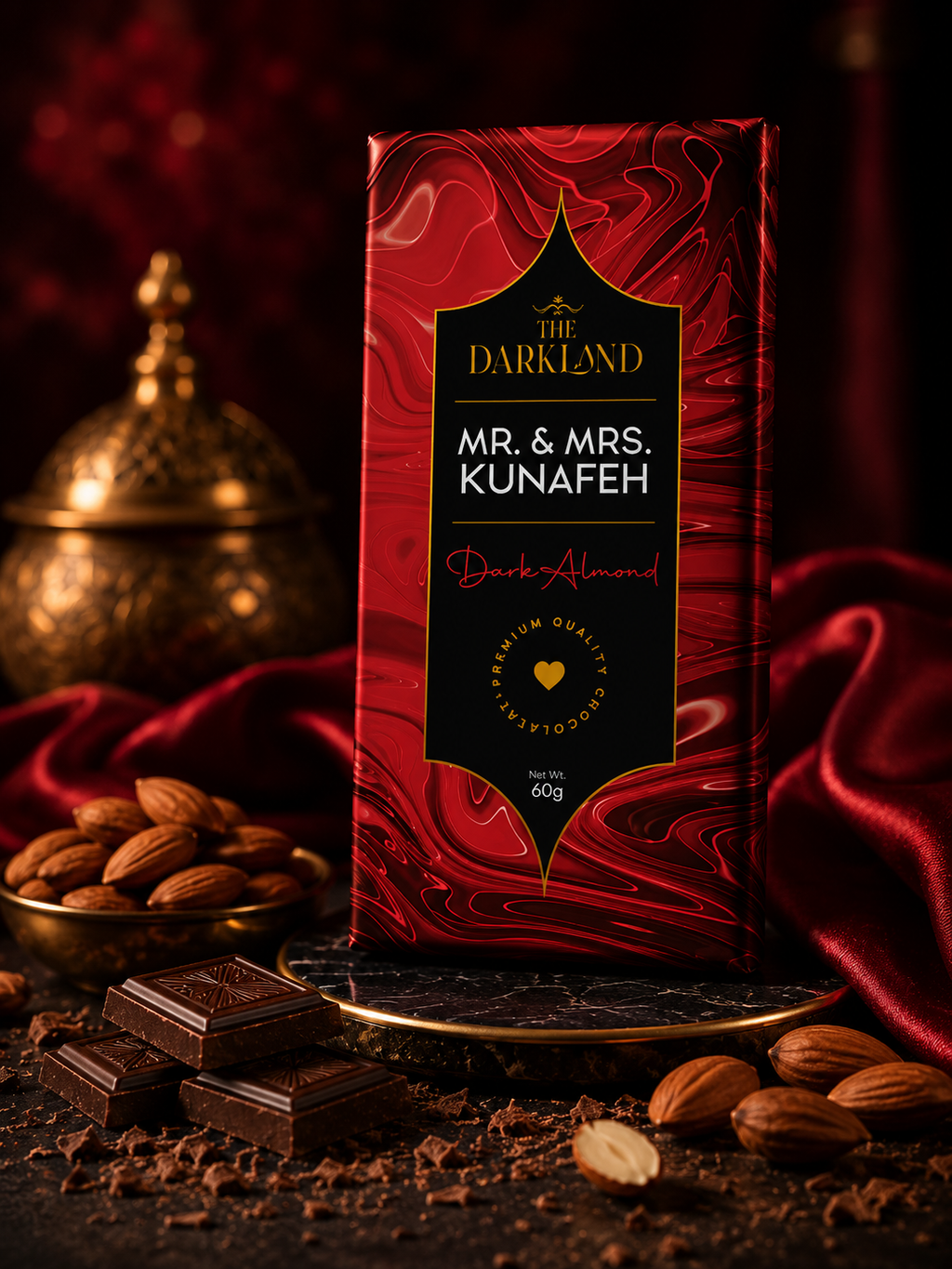 MR. & MRS. Kunafa | Dark Almond Flavour | Aphrodisiac Chocolate Bar