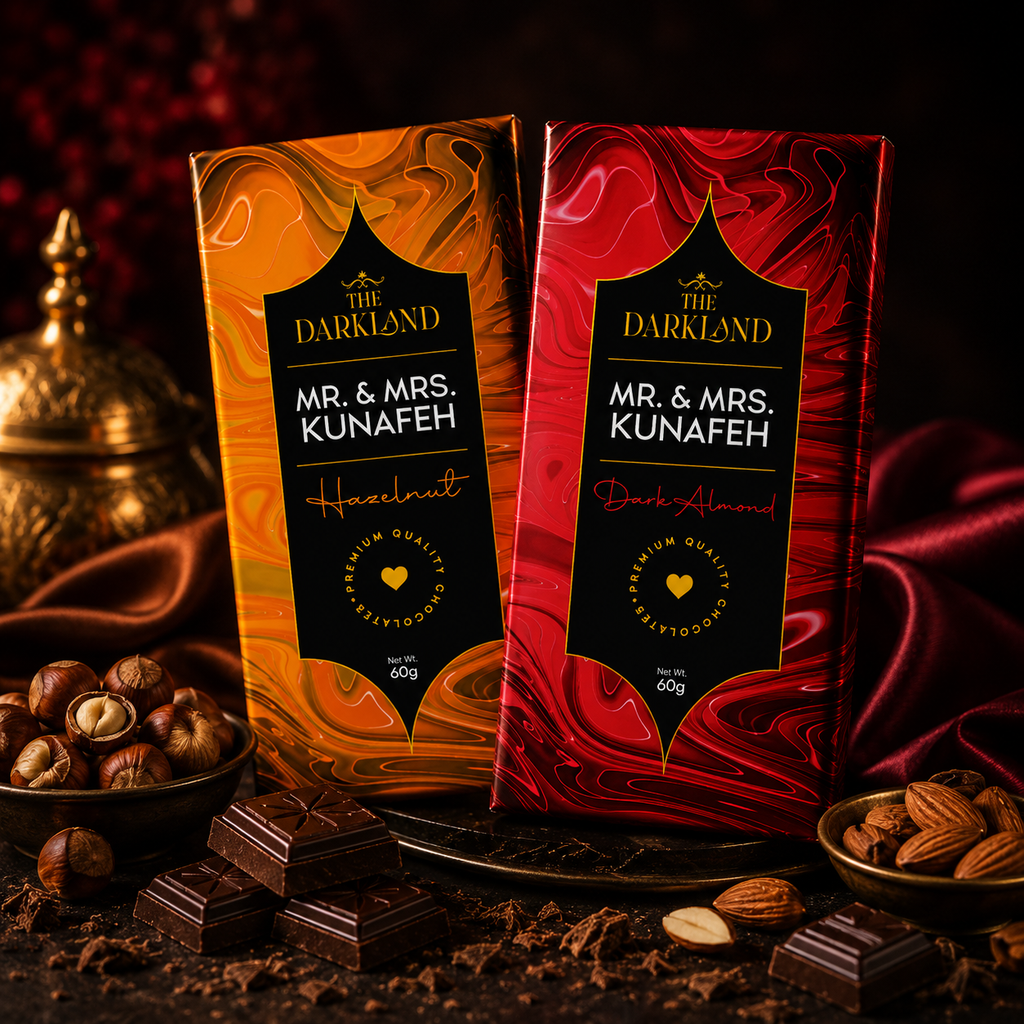 Combo Pack - MR. & MRS. Kunafa | Hazelnut & Dark Almond Flavour | Aphrodisiac Chocolate Bar