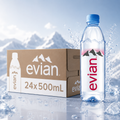 Evian Mineral Water 500ml Bottles - Naturally Filtered Drinking Water Case of 24