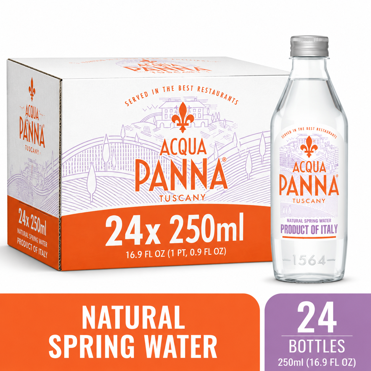 Acqua Panna Natural Spring Water – Smooth Taste from Toscana, 8.45 fl oz (250 ml), 24 Pack