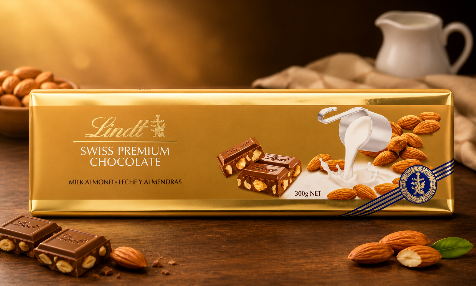 Lindt Almond Milk Chocolate Gold Tab 300g