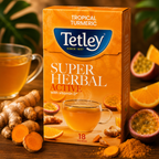 Tetley Super Herbal Active Green Tea - Imported Premium Herbal Blend