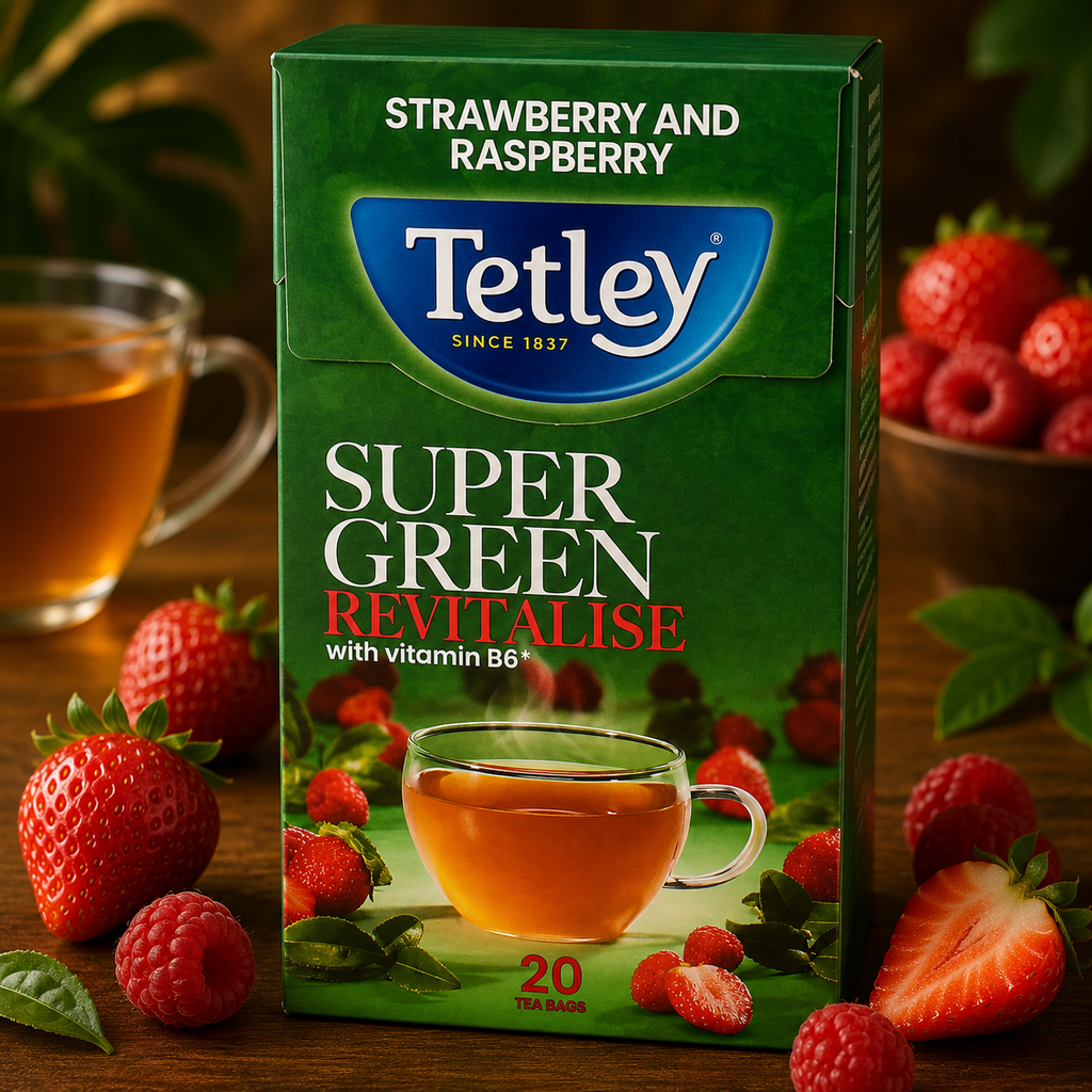 Tetley Super Green Tea - Revitalise Green Tea IMPORTED for Energy and Wellness