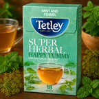 Tetley Happy Tummy Green Tea - Imported Herbal Blend for Digestive Wellness