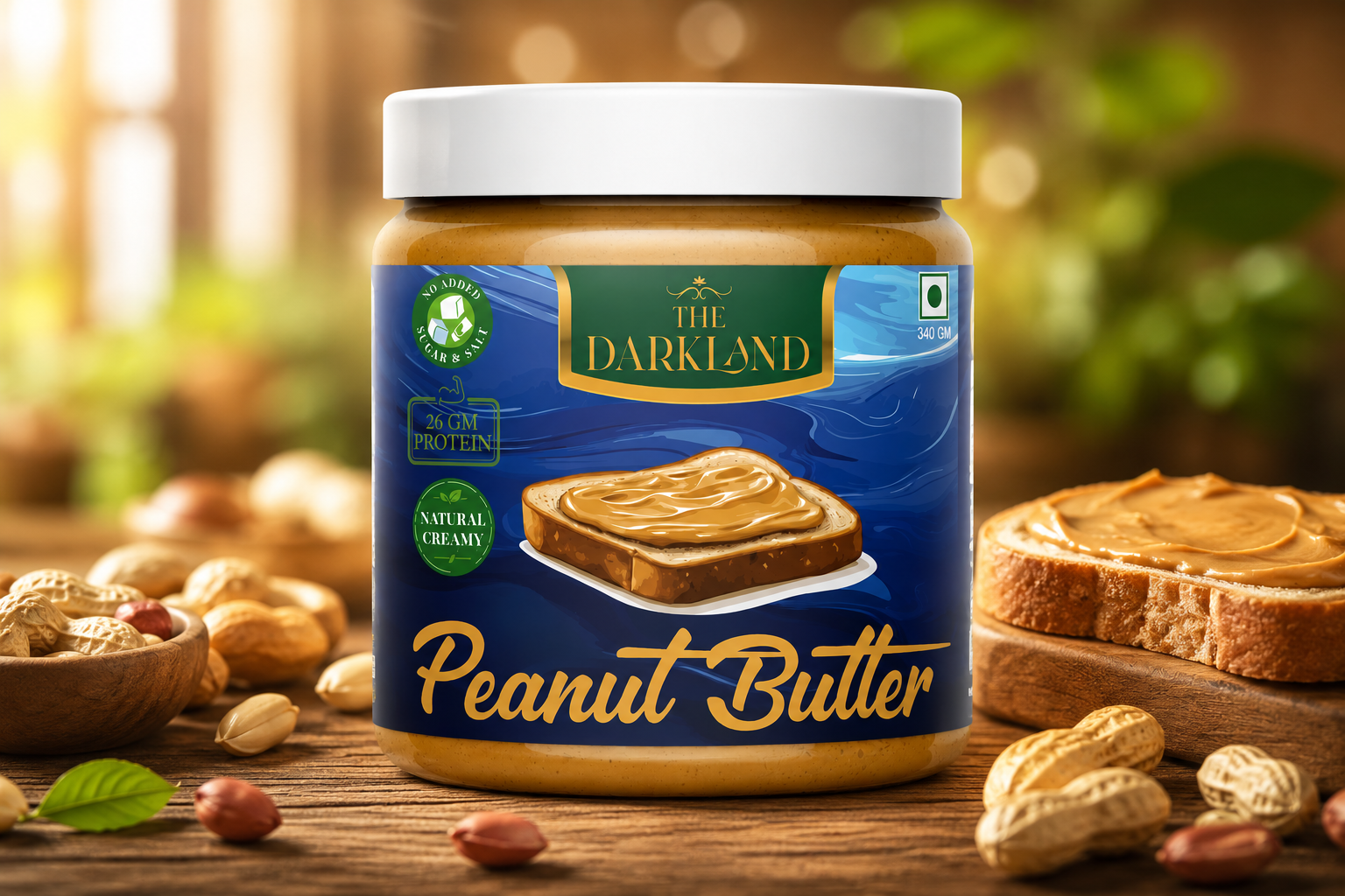 Natural Creamy Peanut Butter |340 gm| NO ADDED SUGAR & SALT | 100% PEANUTS | UNSWEETNED CRUNCHY | 26 GM PROTEIN