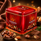 Alfredo Almond Milk Chocolate Nutties 105g in Red Tin with Almonds from Malaysia