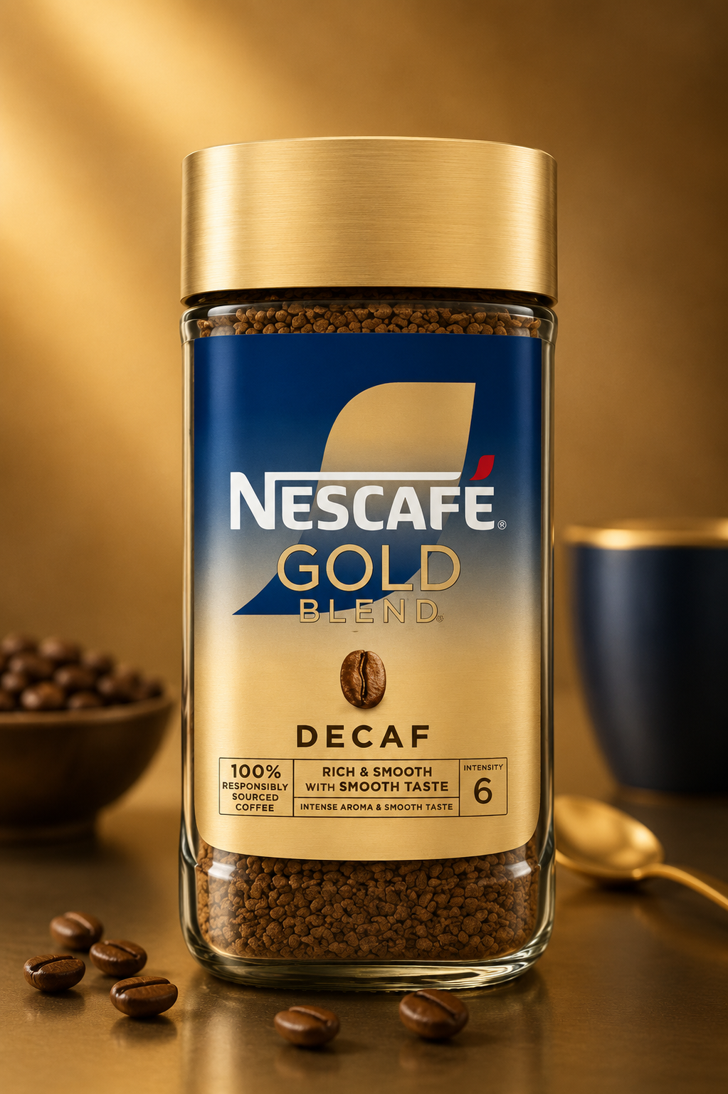 Nescafe Gold Decaf Coffee - Rich Aroma & Smooth Flavor with Golden Roasted Arabica 190g by Febora Foods