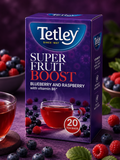 Tetley Super Fruit Boost Green Tea - Imported Refreshing Blend