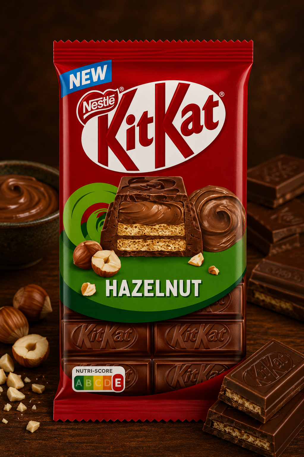KitKat Hazelnut Chocolate Bar, Milk Chocolate with Wafer Layers, 99g, Imported from UK