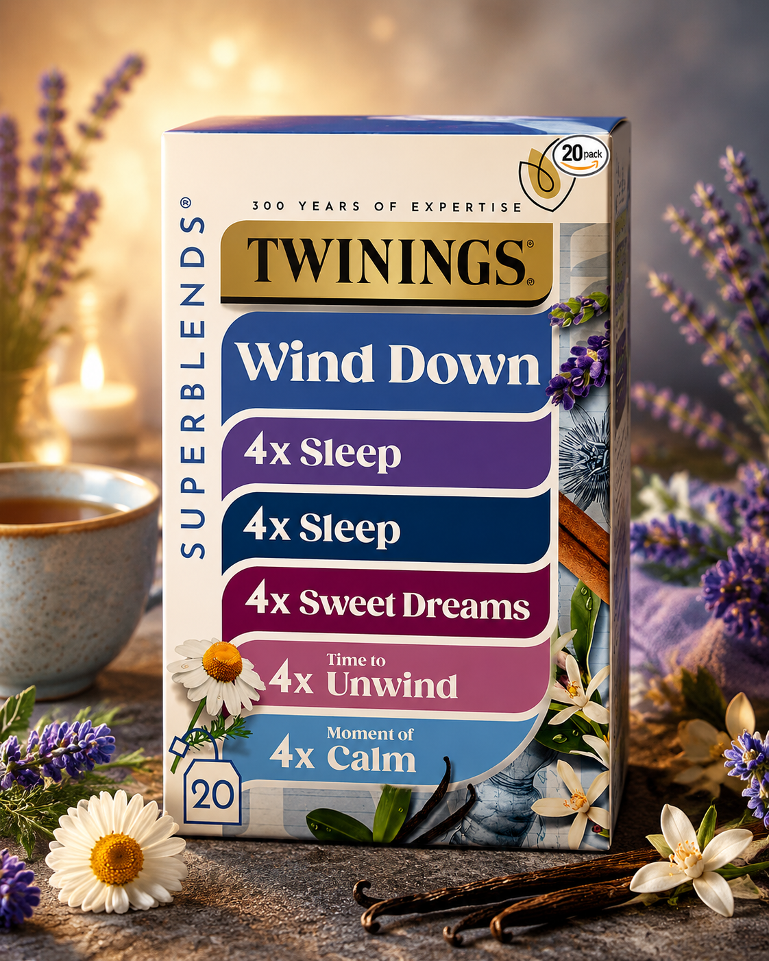 Twinings Relaxation Tea Selection - Wind Down Collection for Calm, Sleep & Unwind - 20 Tea Bags