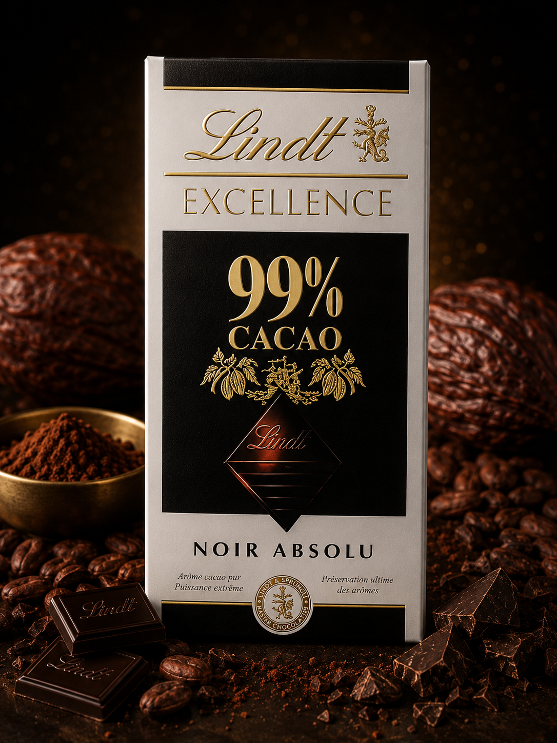 Lindt Excellence 99% Cocoa Bar (50 Gm, Pack of 02)