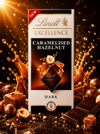 Lindt Excellence Caramelised Hazelnut Dark Chocolate Bar, 3.53 oz ℮ 100 g (Pack of 02)