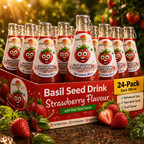 American Delight Strawberry Basil Seed Drink (Pack of 24 x 300ml) | Ready to Serve