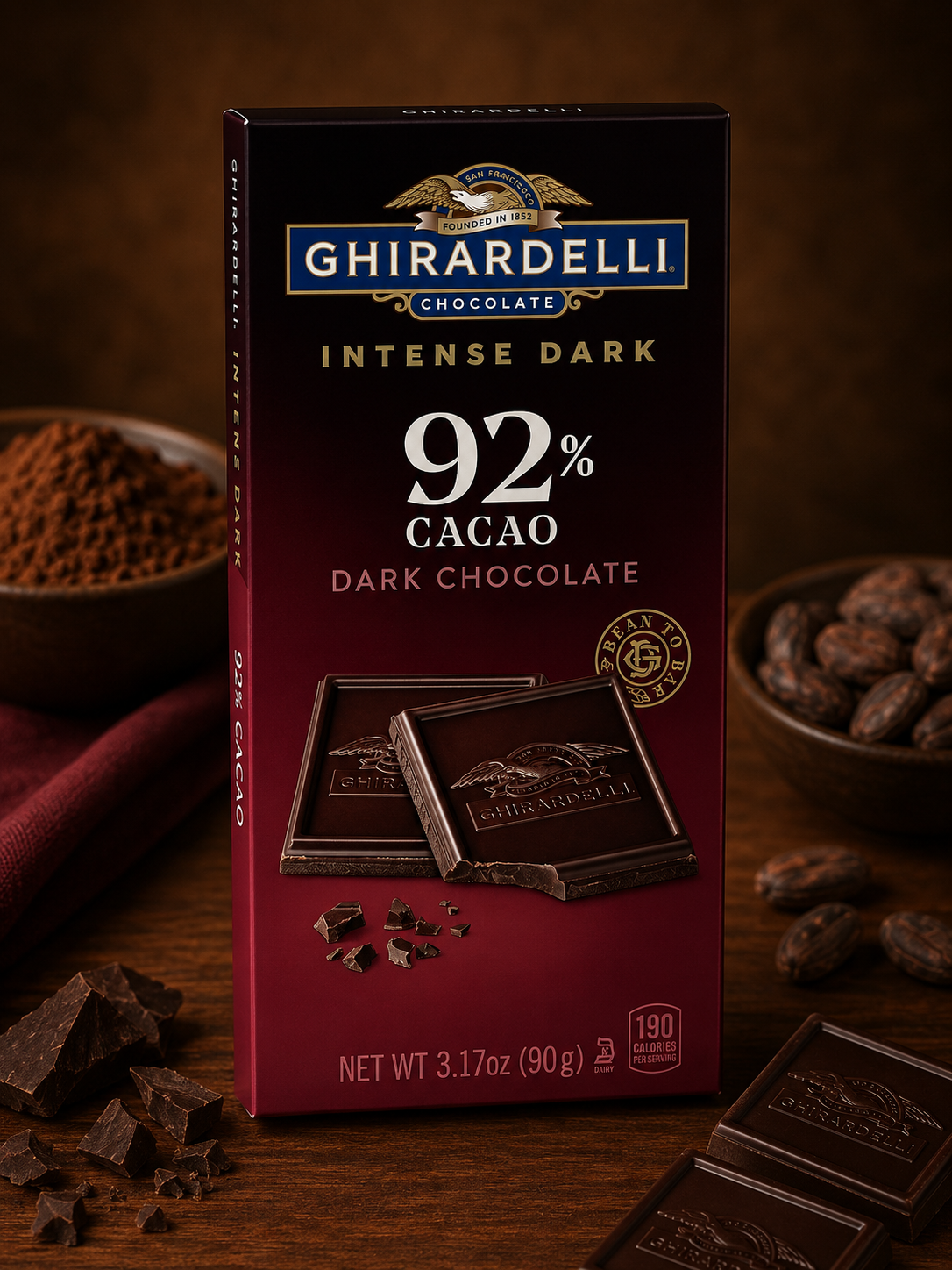 Ghirardelli 92% Intense Dark Chocolate Bar, 90g (USA)