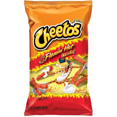 Cheetos Flamin Hot Crunchy Snacks - Cheese Flavoured, 226.8g (Pack of 02)