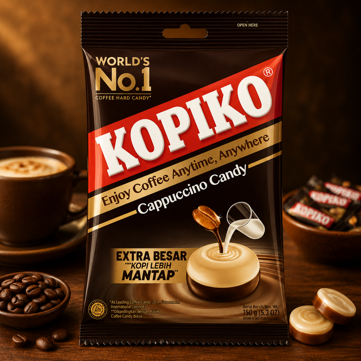 KOPIKO Cappuccino Coffee Candy - World's No 1 Coffee Hard Candy 175g Imported from Malaysia