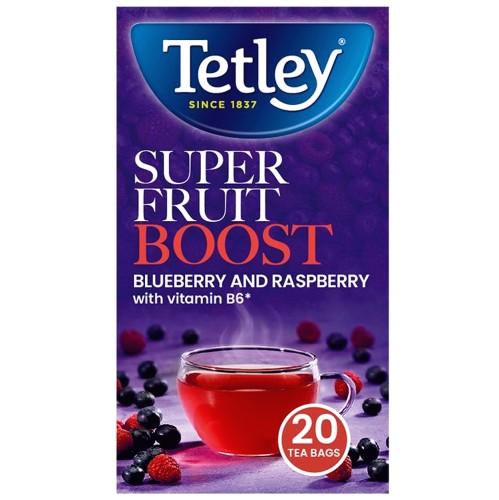 Tetley Super Fruit Boost Green Tea - Imported Refreshing Blend
