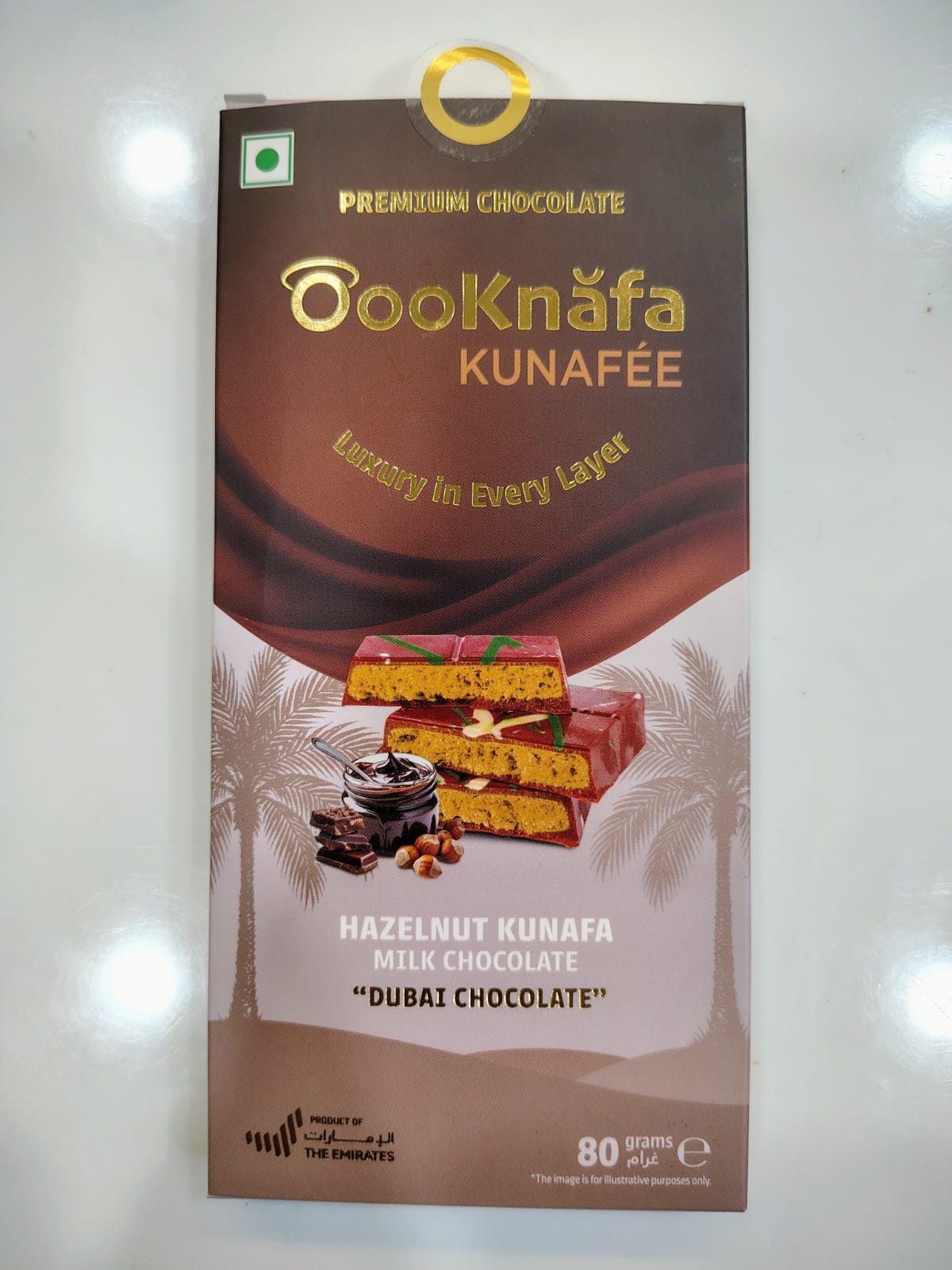 Hazelnut Kunafa Chocolate 80 gm (UAE) (Pack of 02)