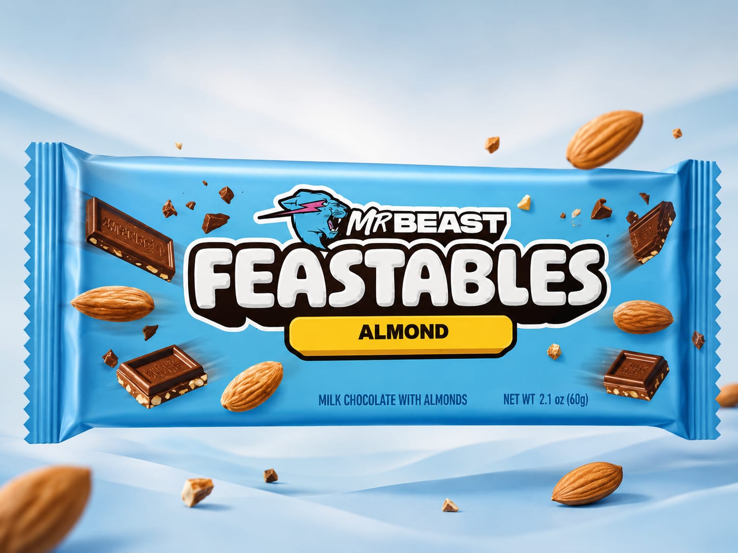 Mr Beast Almond Milk Chocolate Bar 60g Premium Feastables Chocolate