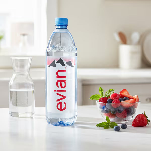 Evian Mineral Water 500ml Bottles - Naturally Filtered Drinking Water Case of 24