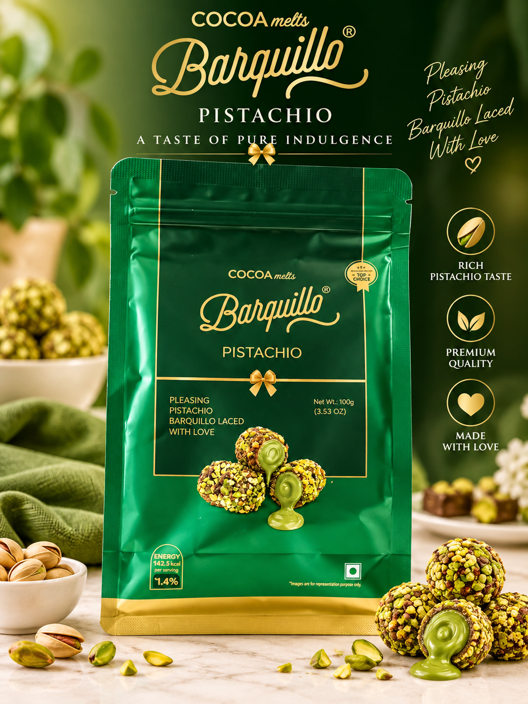 Barquillo Pistachio – Premium Pistachio Delight  100 g( UAE) Pack of 3