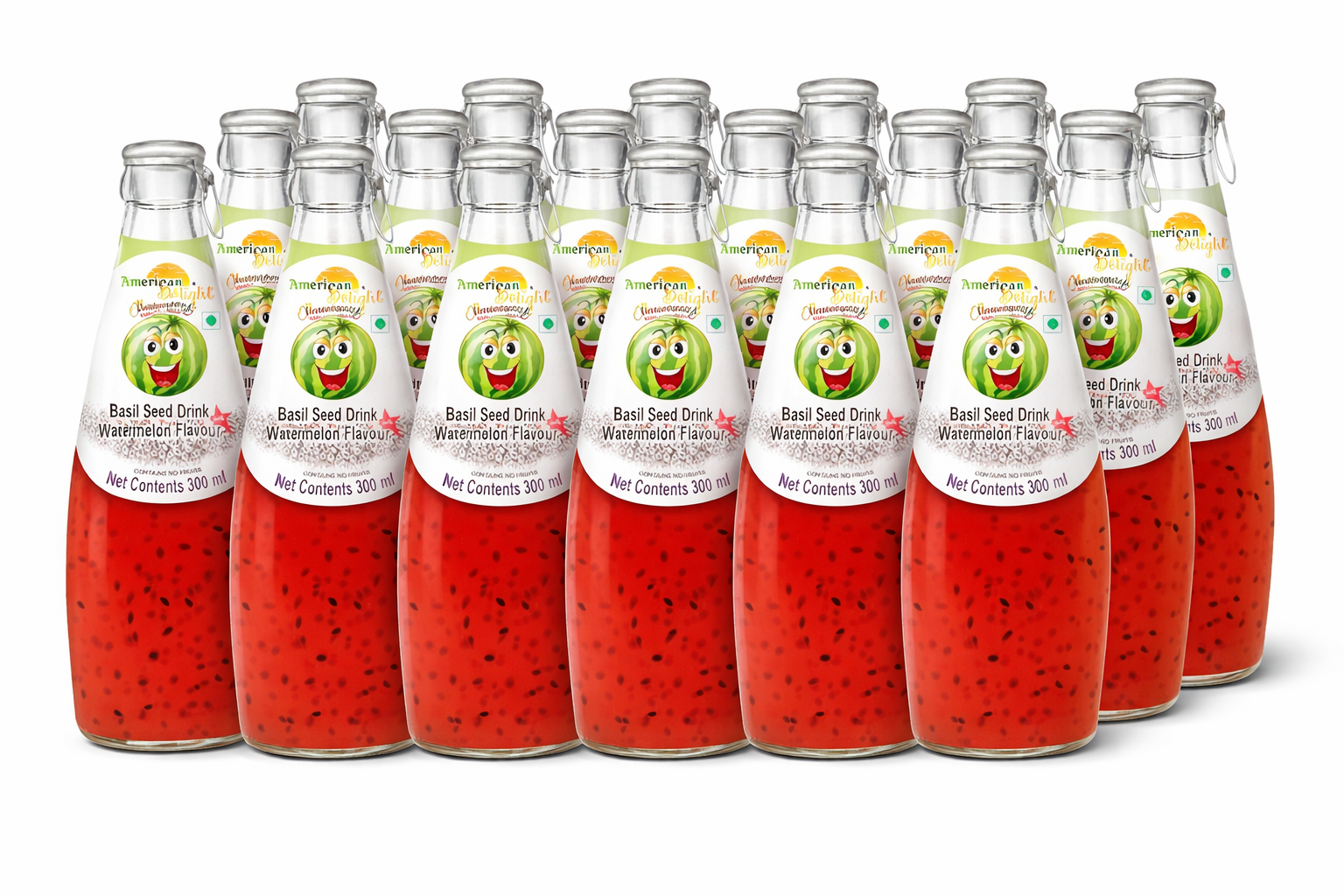 American Delight Watermelon Basil Seed Drink Pack of 24 - Refreshing Hydration
