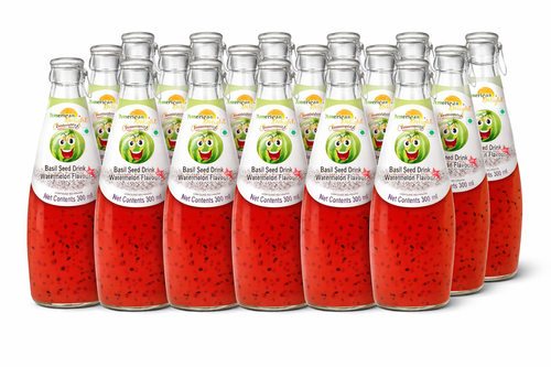 American Delight Watermelon Basil Seed Drink Pack of 24 - Refreshing Hydration