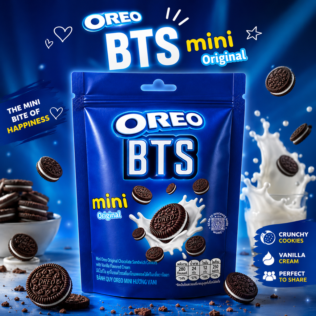 Oreo BTS Mini Original Chocolate Sandwich Cookies 58gram (Pack of 03) (Indonesia)