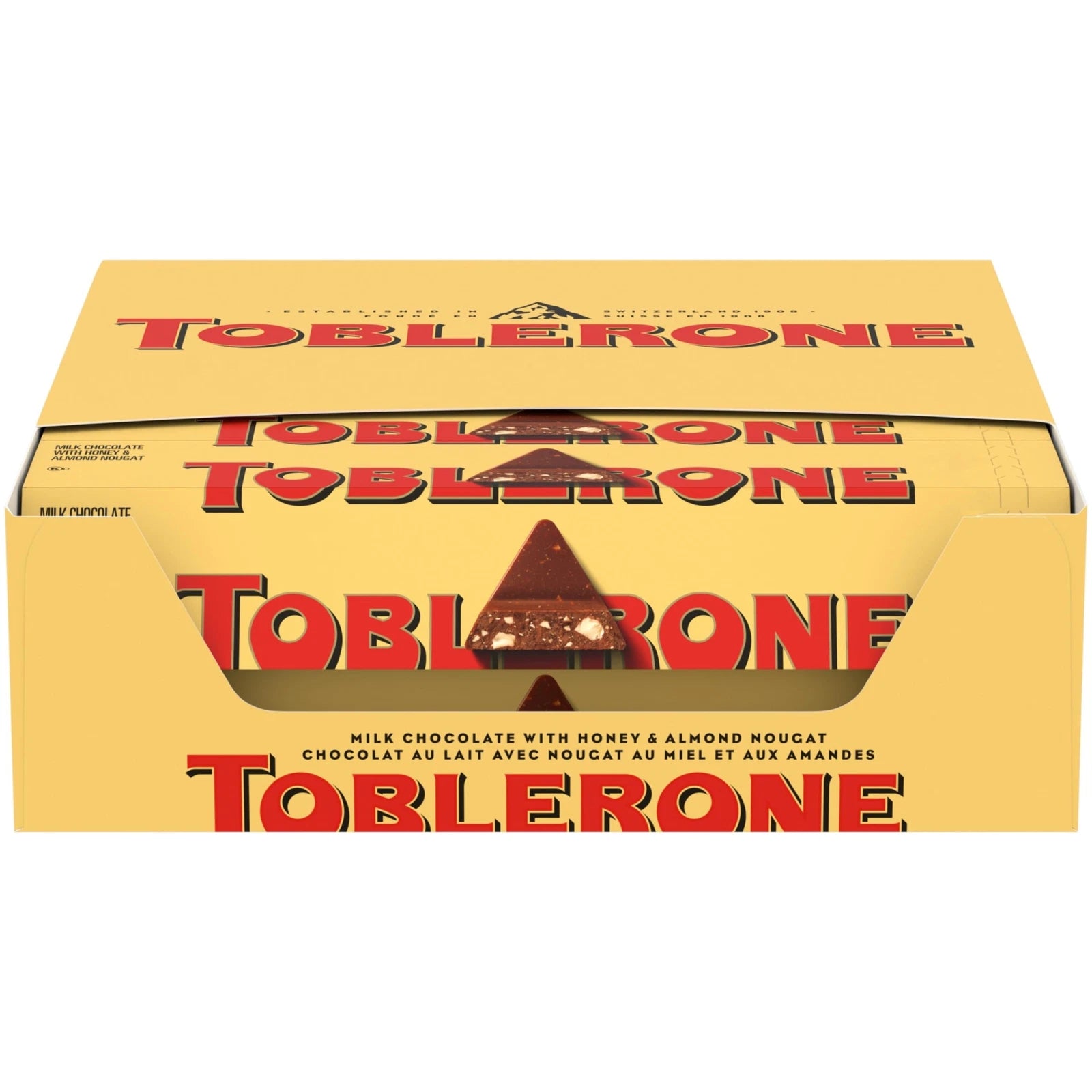 Toblerones Milk Chocolate with Honey & Almond Nougat, 20 x 100g, ( Pack Of 20 ) ( Switzerland )