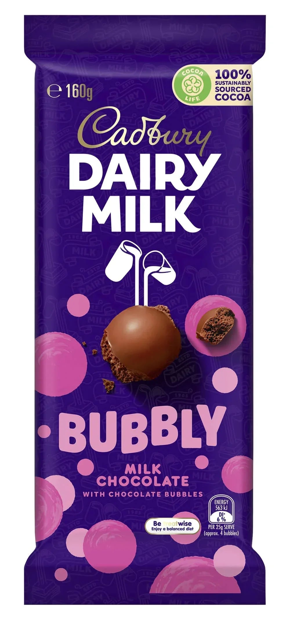 Cadbury Bubbly 87gm UK Milk Chocolate Bar with Aerated Bubbles - Delicious Cadbury Bubbly UK Chocolate