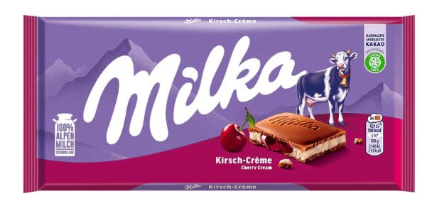 Cherry Cream Chocolate Bar - Decadent Milk CMilka hocolate with Cherry Filling, 100 g
